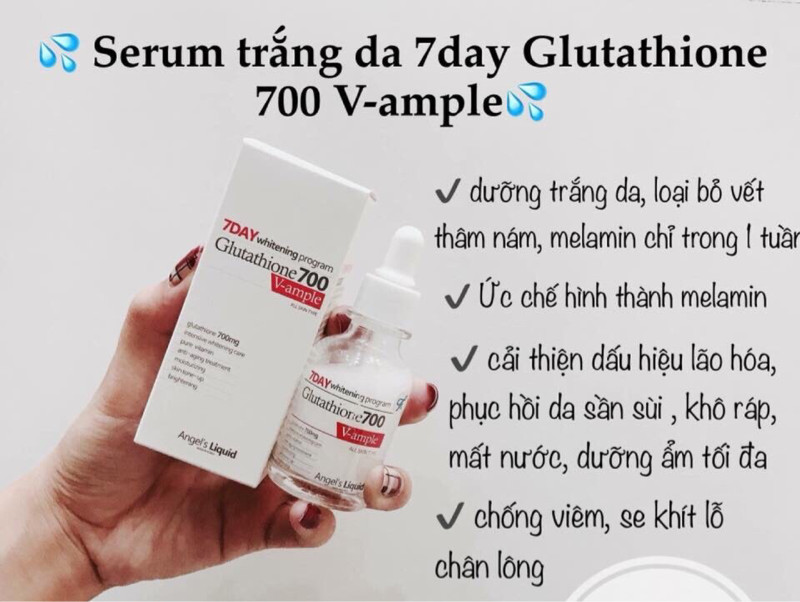 Huyết Thanh Trắng Da 7Day Whitening Program Glutathione 700 V-Ample ( Full - Chiết )