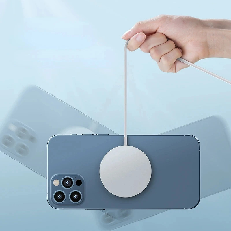 Universal Magnetic Wireless Charger for iPhone 12/13/14 Series, Fast Charging Pad with Smart Connectivity.