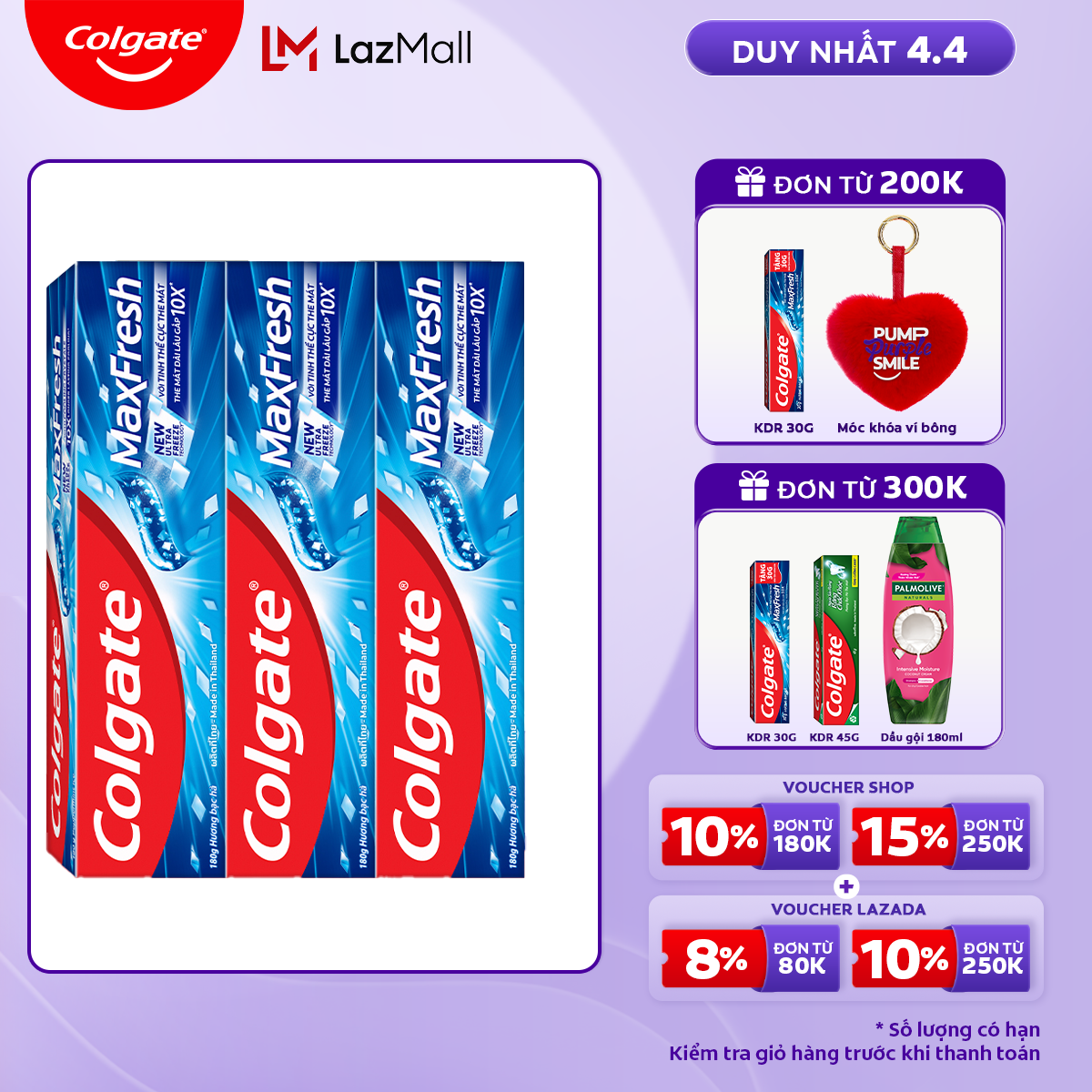 [Chỉ 15-17.6_X2 Voucher giảm đến 18%] Bộ 3 Kem đánh răng Colgate MaxFresh ULTRAFREEZE the mát gấp 10X 180g/tuýp