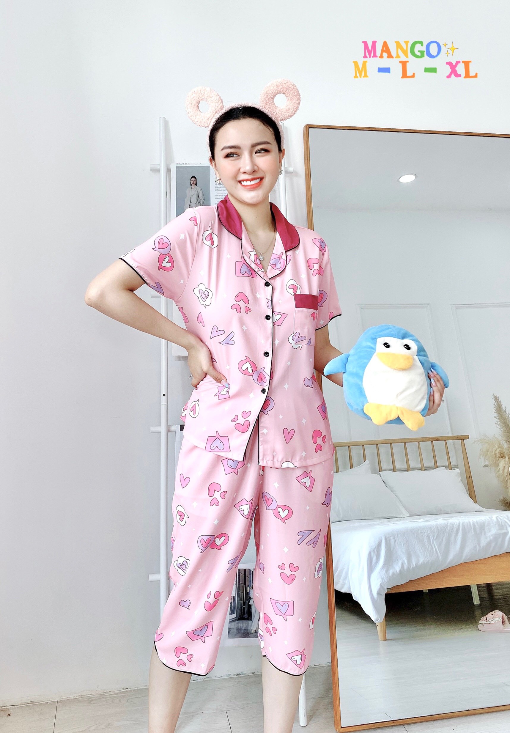 Bộ đồ Pijama Lụa - Đồ ngủ lửng ngố Bigsize 40-75kg Lụa cao cấp mềm mịn mát lịm