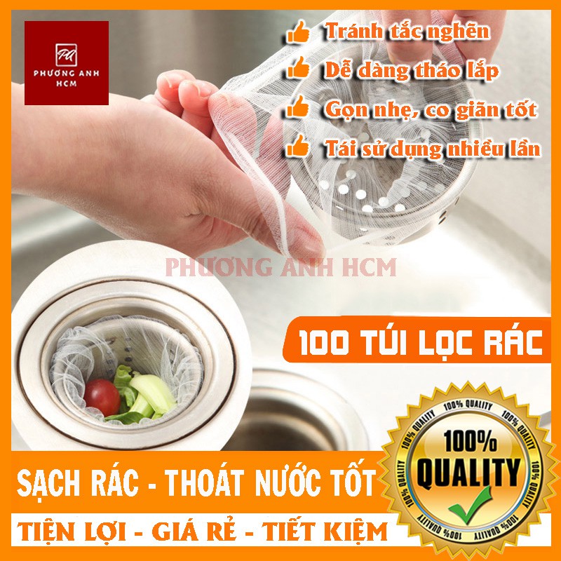 Bộ 500 túi lọc rác, túi lưới thông minh lọc rác, thức ăn thừa bồn rửa chén