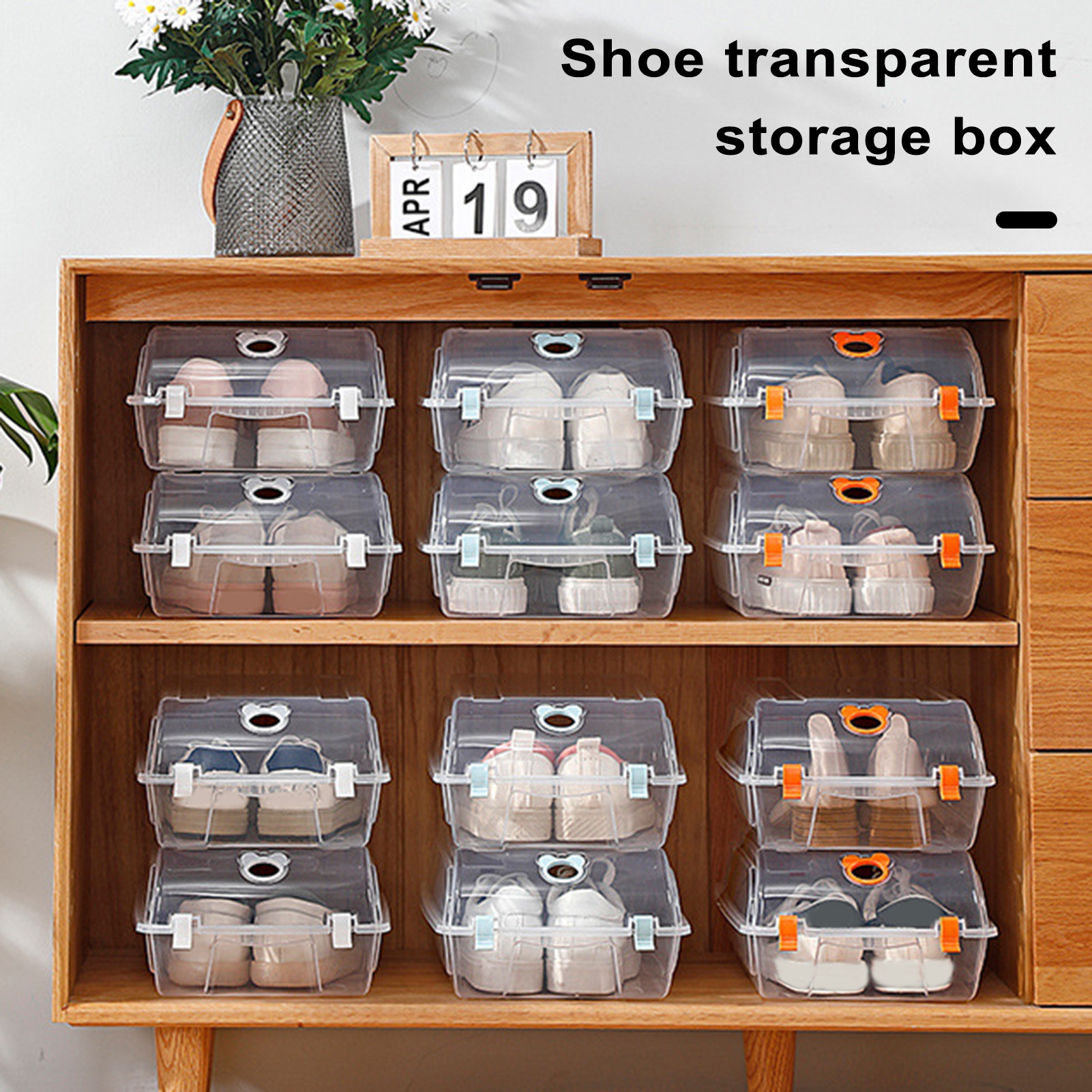Stackable Shoe Box Ventilated Shoe Storage Box Transparent Shoe Storage Box with Ventilation Holes Space-saving Organizer for Home