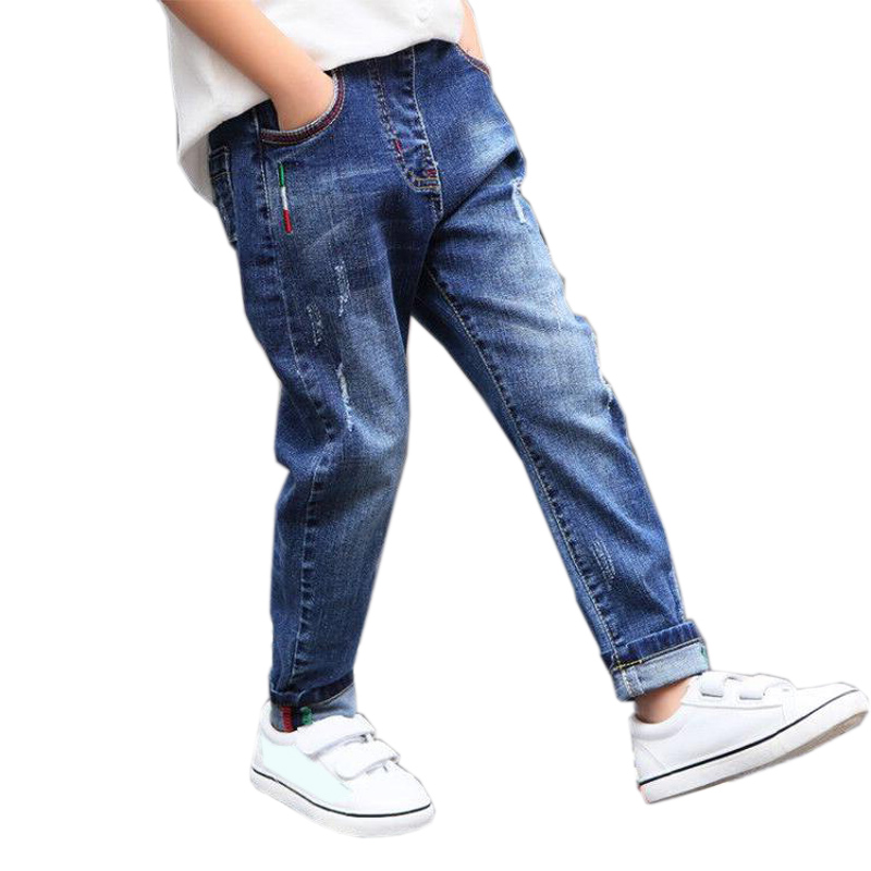 Trẻ em trai 4-11Y Quần jean thẳng denim Quần dài Quần áo trẻ em
