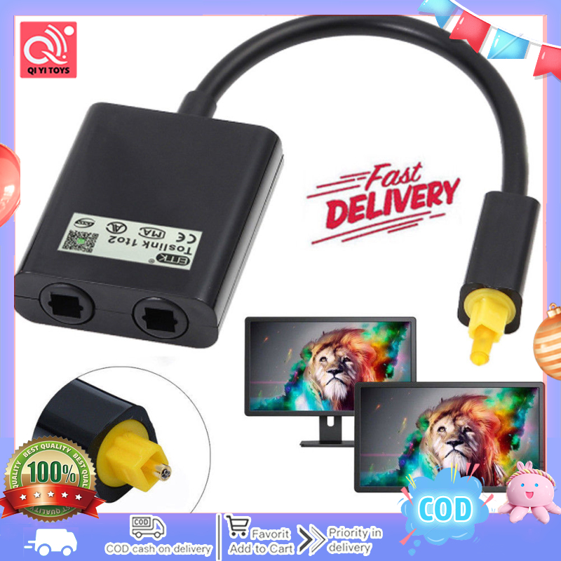Optical Digital Audio Cable Splitter Adapter 2 Way SPDIF Toslink 1 To 2 Out Hub