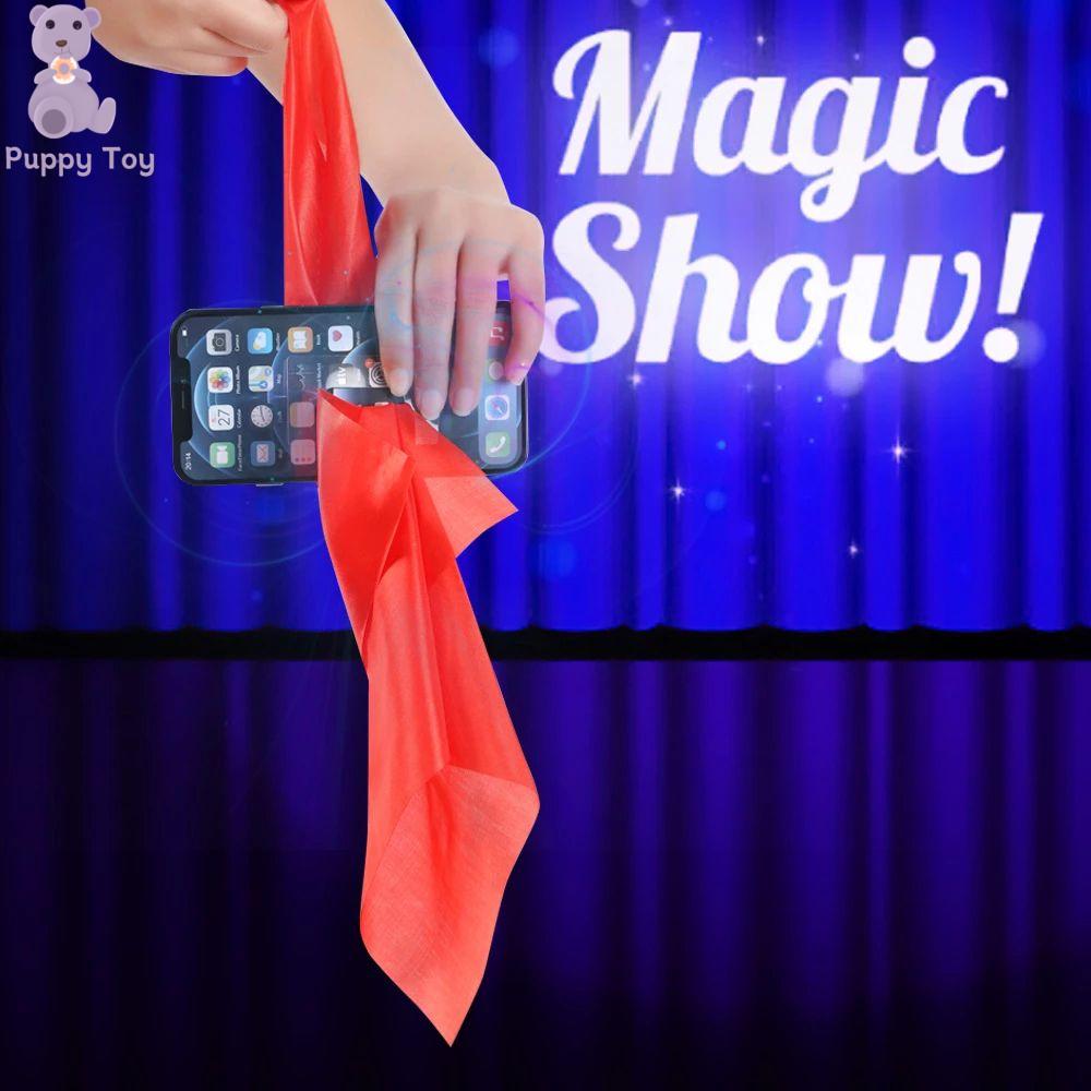 TESDFD Magicians Party Prop Easy To Do Interactive Magic Props Stage Performance Magic Scarf Prop Magic Through Phone Magic Trick Silk Kerchief Through Phone Silk Magic Tricks Silk