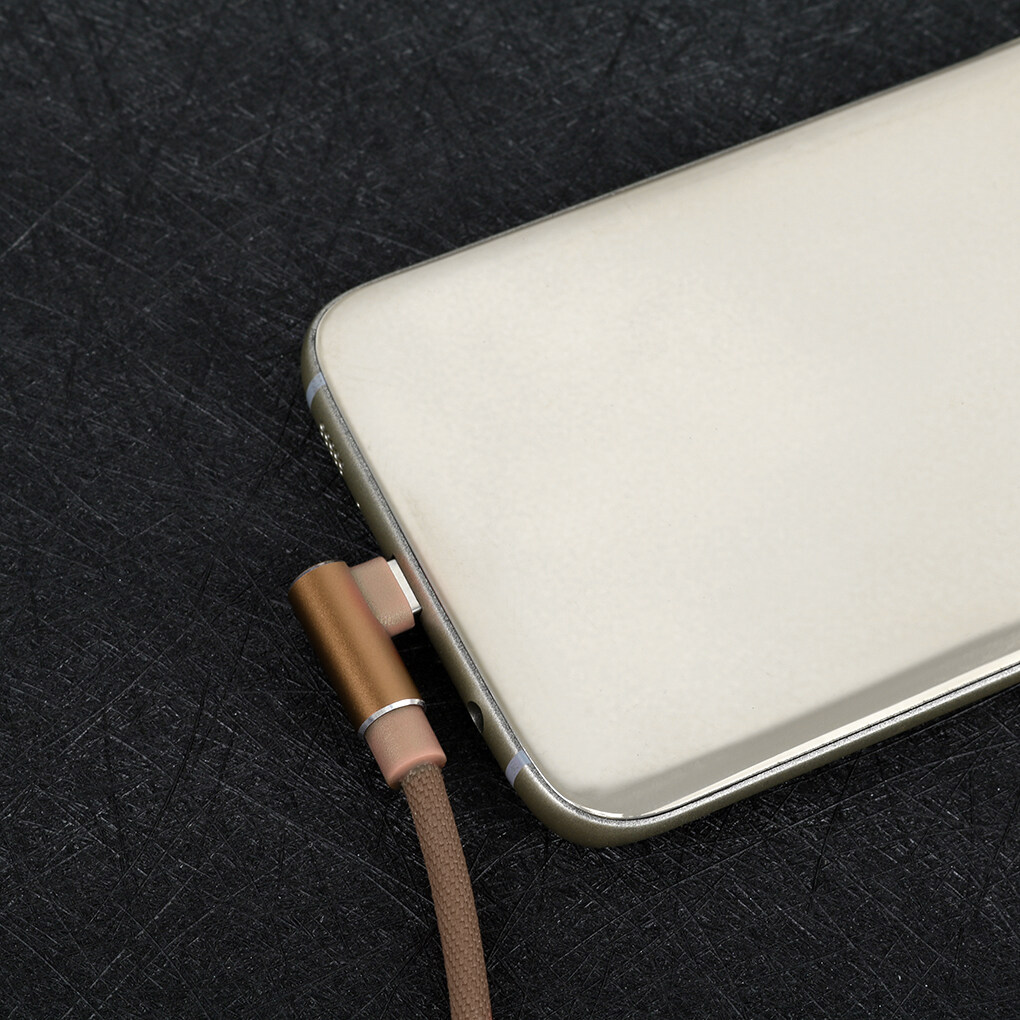 Double elbow usb cable 2a sync data nylon woven tpe high speed charging cable for android/ios/type-c
