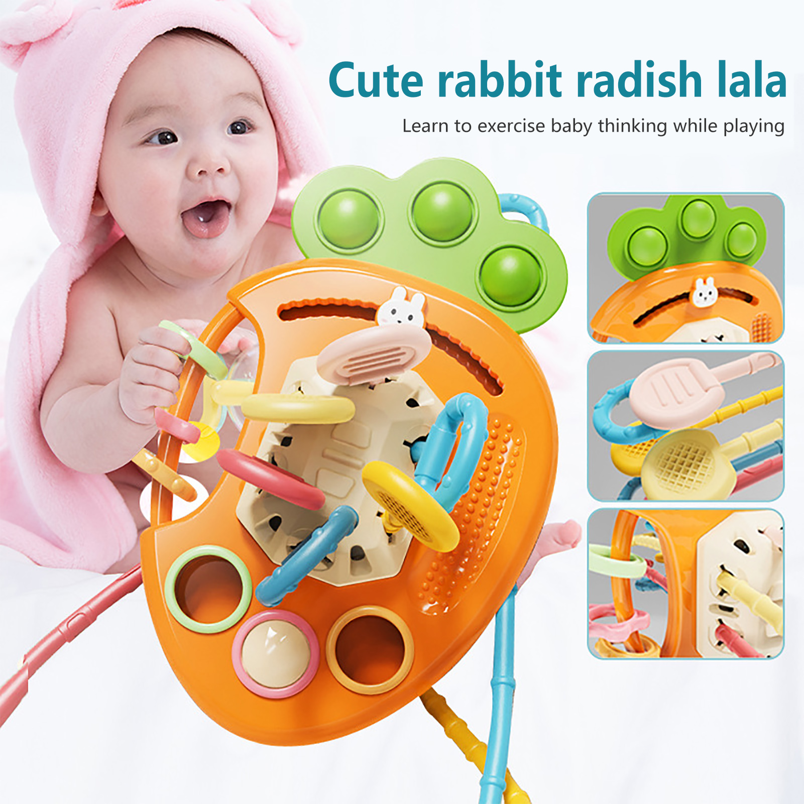 Sensory Exploration Toy for Babies Baby Pulling Toy Colorful Carrot