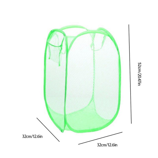 1pc%20Green%20Organizer%20Bag%20Storage%20Toy%20Mesh%20Pop%20Up%20Square%20Laundry%20Basket%20Collapsible%20Clothes%20Baskets%20For%20Dorm%20-%20Image%204