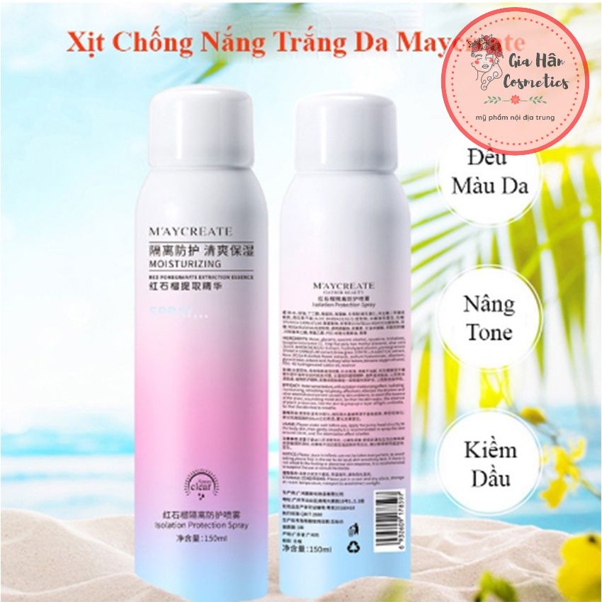 Xịt chống nắng makeup nâng tone da maycreate