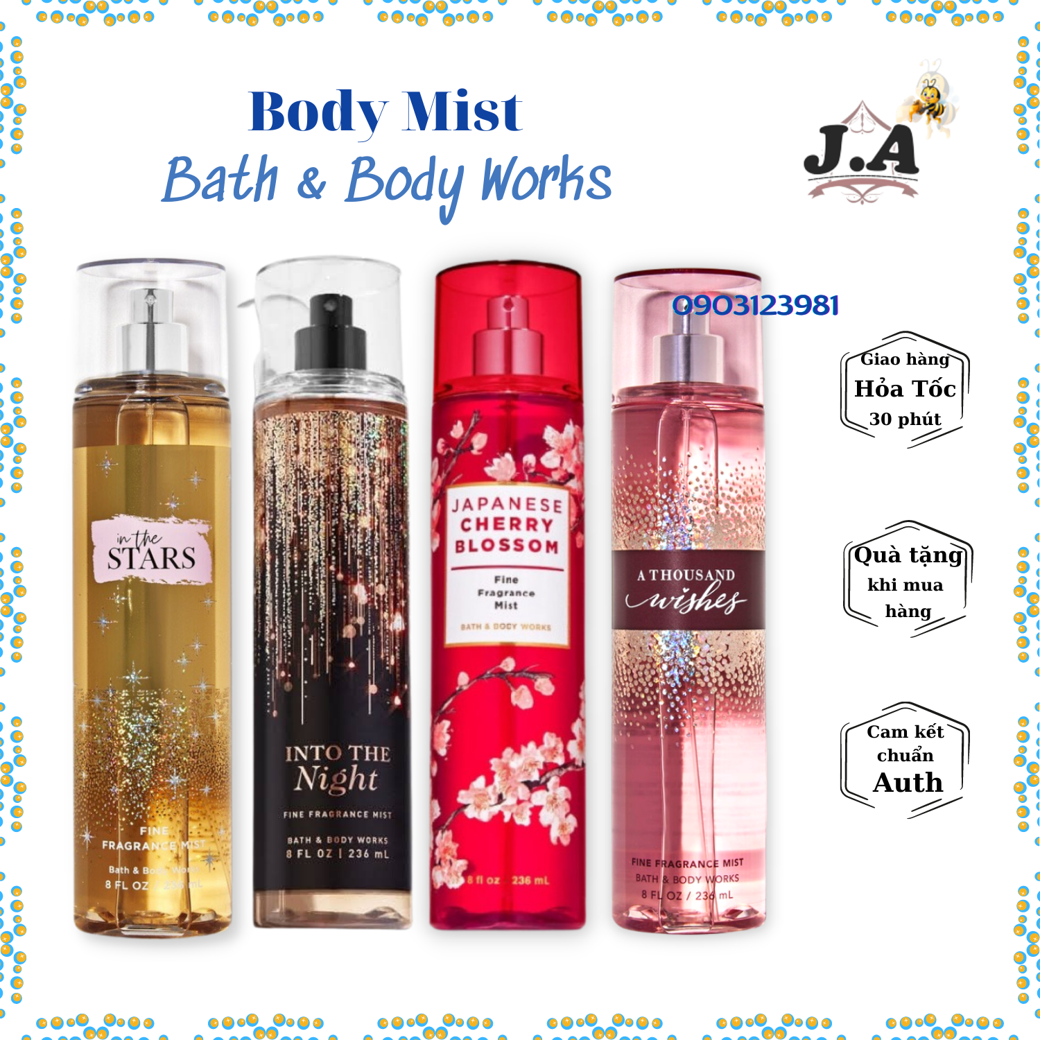 (BODY MIST) Xịt toàn thân BBW Full size 236ml, Bill Mỹ (J.A Shop)