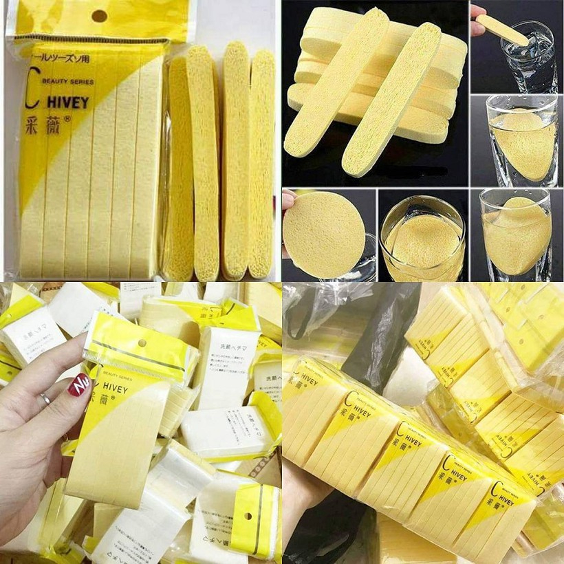 Bông mút rửa mặt [gói 12 miếng - lẻ 6 miếng dùng thử], bông mút bọt biển rửa mặt Chivey