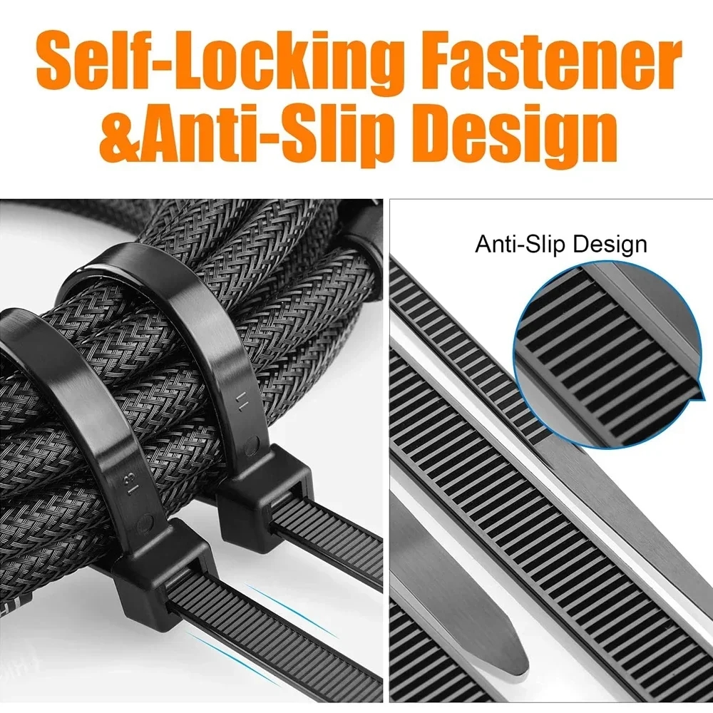 200Pcs Plastic Nylon Cable Ties Detachable Self-locking Cord Ties Straps Fastening Loop Reusable Wire Ties For Home Office