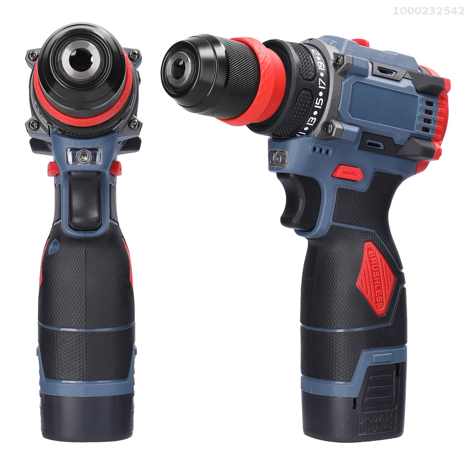 NANWEI 16.8V 2in1 Lithium Drill Electric Screwdriver Multi-function Power Tool 45Nm Torque Brushless Motor Practical Screw Driver for Home Appliances Furniture Installation Automotive Electronics Repairing