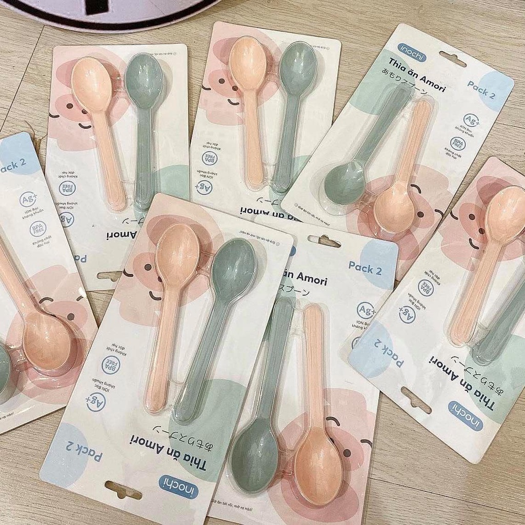 Set 2 thìa ăn , muỗng ăn dặm Amori cho bé ( giao màu ngẫu nhiên )