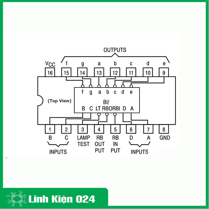 74LS247 BCD to 7-Segment Decoder - Driver DIP16