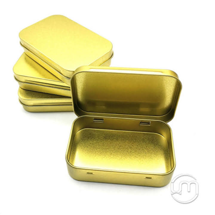 [HCM]9.5*6*2cm-Hộp thiếc chữ nhật lật -bản lề; liền thân màu vàng, bạc, trắng, đen, vàng chanh