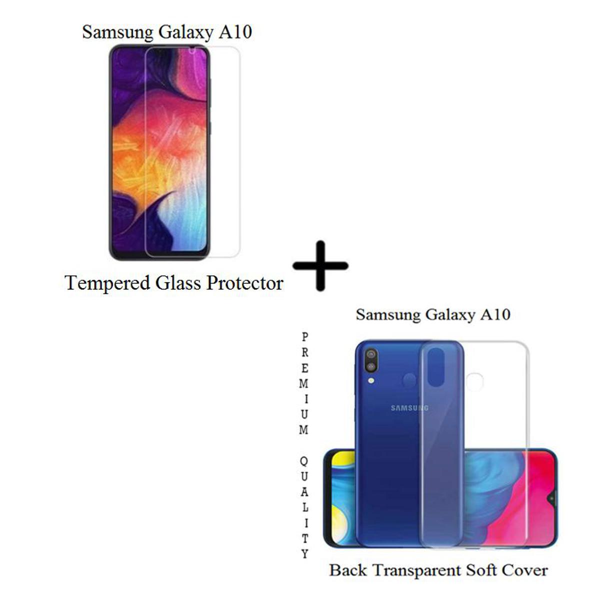 Samsung Galaxy A10 Tempered Glass Screen Protector Polish Glass + Back Cover Transparent Soft Silicone Crystal Clear Case Cover For Samsung Galaxy A10