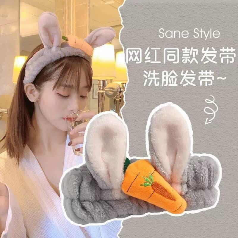Băng đô rửa mặt Tai thỏ carot nhung