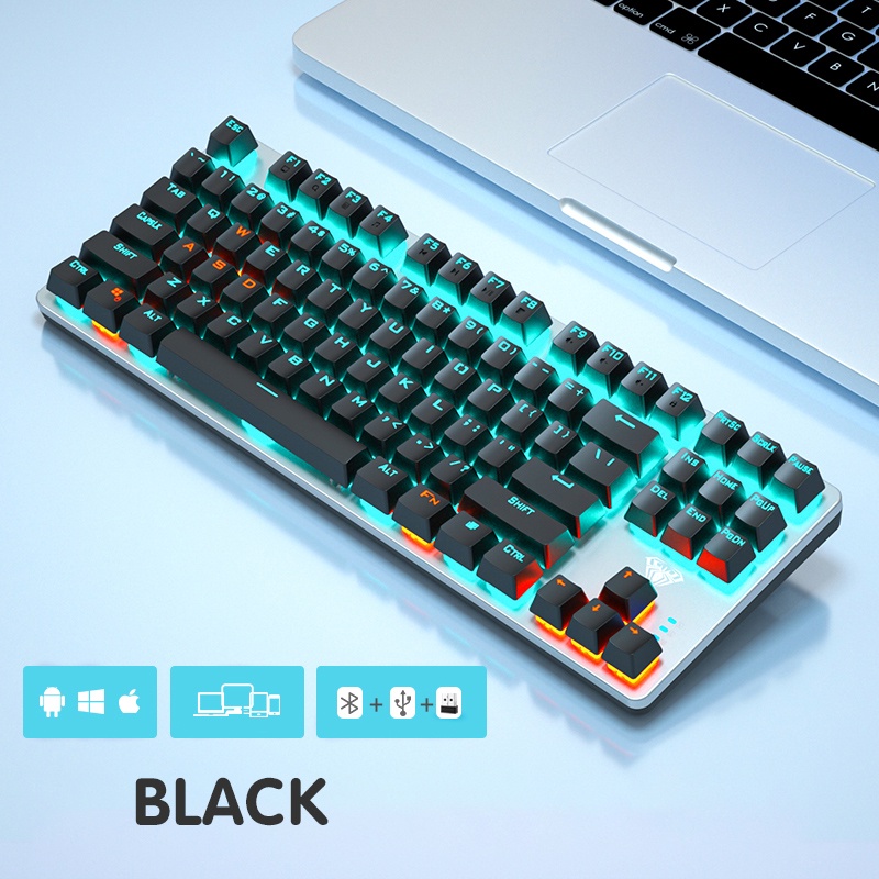 AULA F3287 Wireless Keyboard 87 Keys Mechanical Keyboard with LED Blue