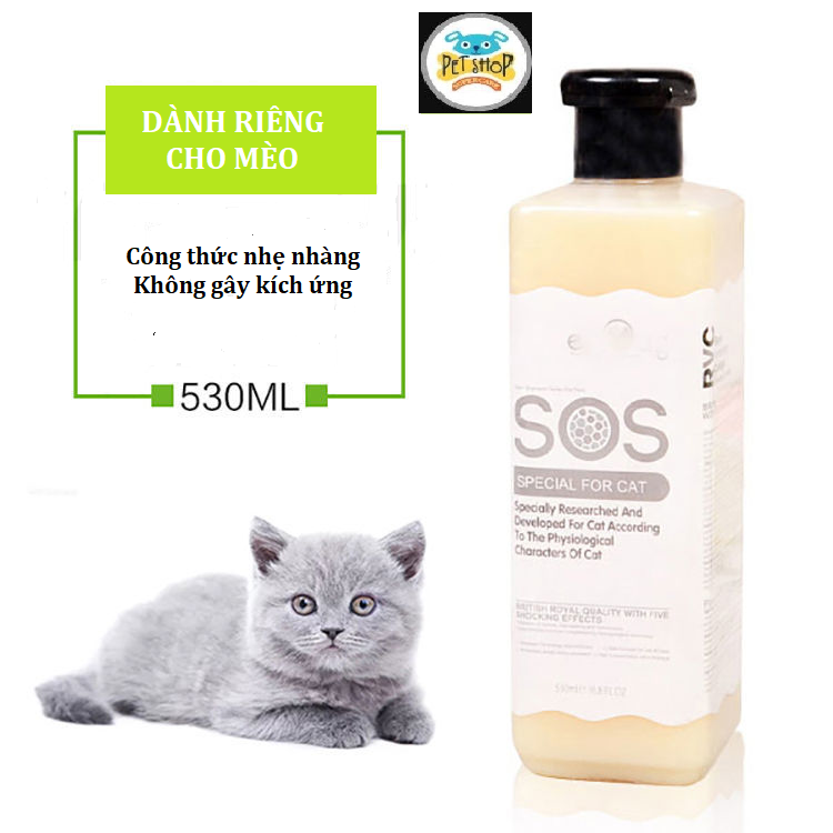 [Hoàn tiền 10%] [CÓ HỎA TỐC] Sữa Tắm SOS 530ml Dành Cho Mèo