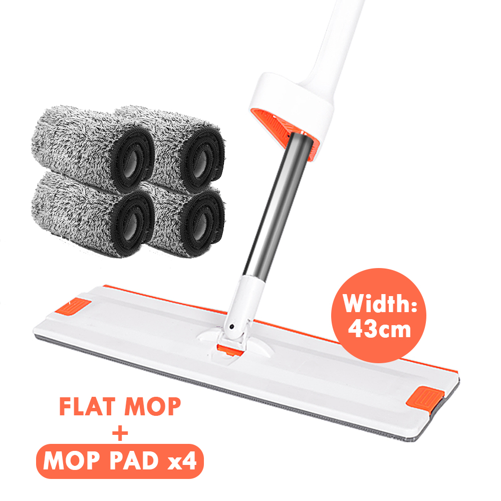 HOMEKARE 43cm Large Hands Free Magic Flat Mop with Scraper Wet & Dry