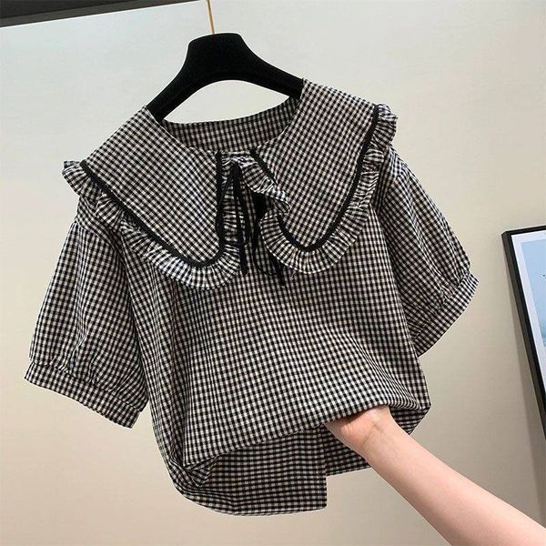 (47-90 KG) ÁO CARO ĐEN CỔ BÈO, CHẤT SILK COTTON MÁT, FORM BASIC DỄ MẶC, CHE KHUYẾT ĐIỂM TỐT
