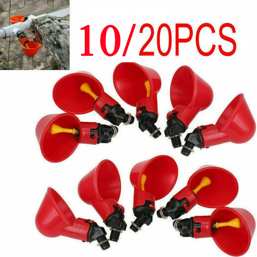 20Pcs Poultry Water Drinking Cups Chicken Hen Plastic Automatic Drinker Quail