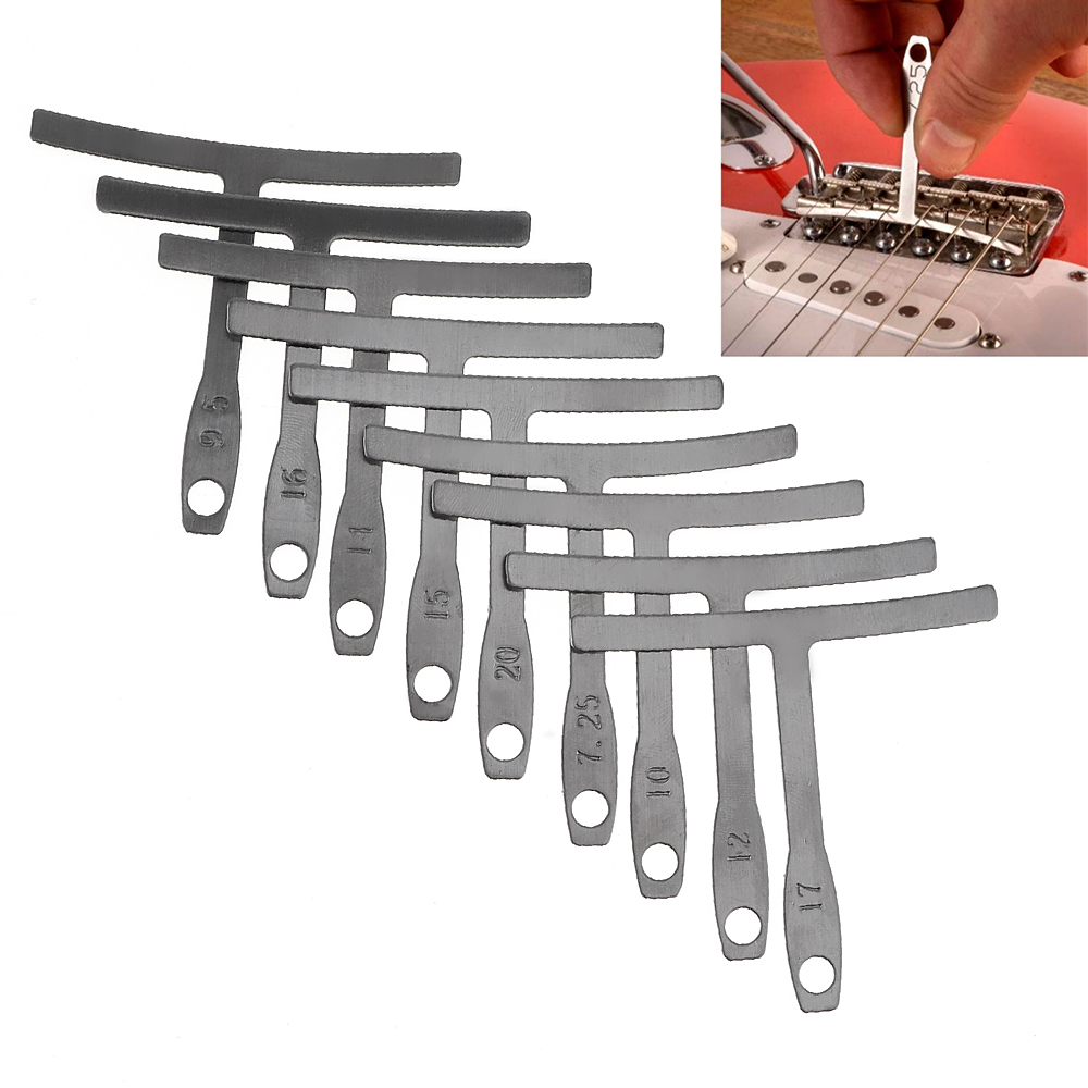 SLADE 9 pcs Stainless Steel Guitar Under String Radius Gauges Luthier Tools for Bridge Saddle Adjustments