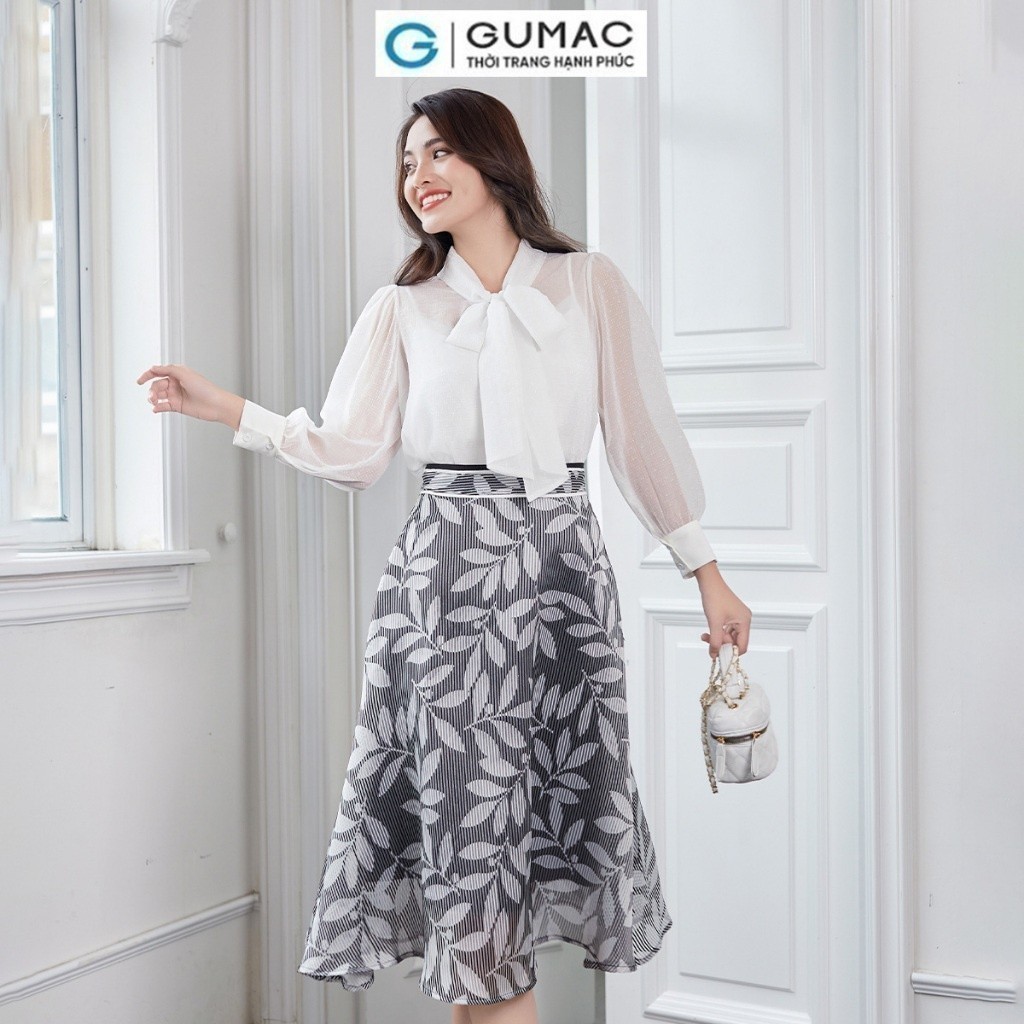 Chân váy nữ xòe họa tiết GUMAC VD12092