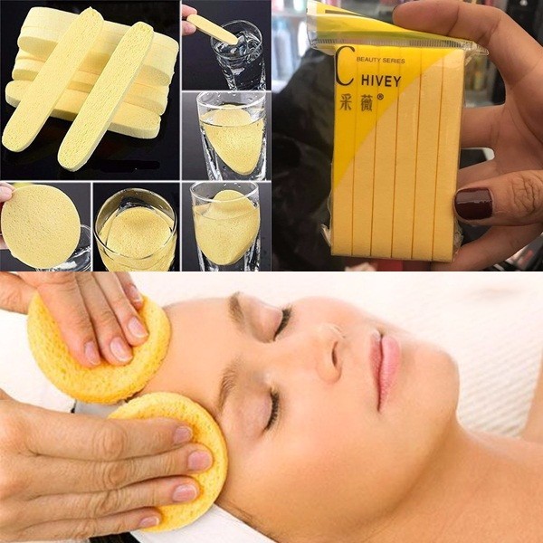 [HCM]Gói 12 Miếng Bọt Biển Nén Rửa Mặt Chivey Hàn Quốc (giao màu ngẫu nhiên)
