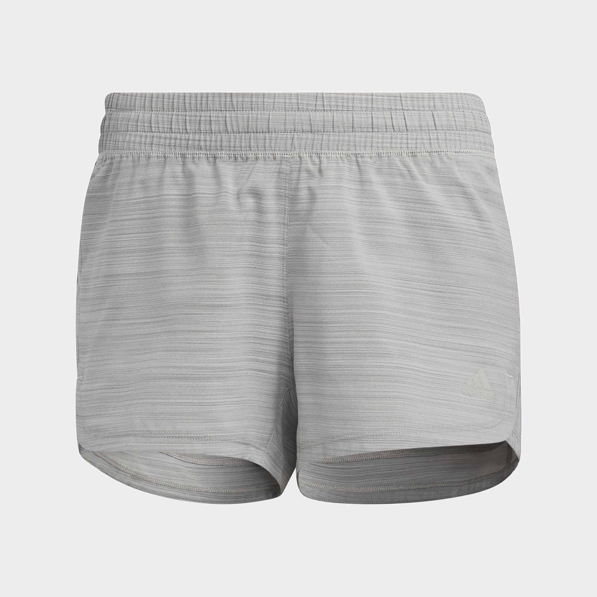 Adidas tập luyện quần short muối tiêu dệt thoi 3 sọc pacer nữ xám gt1185