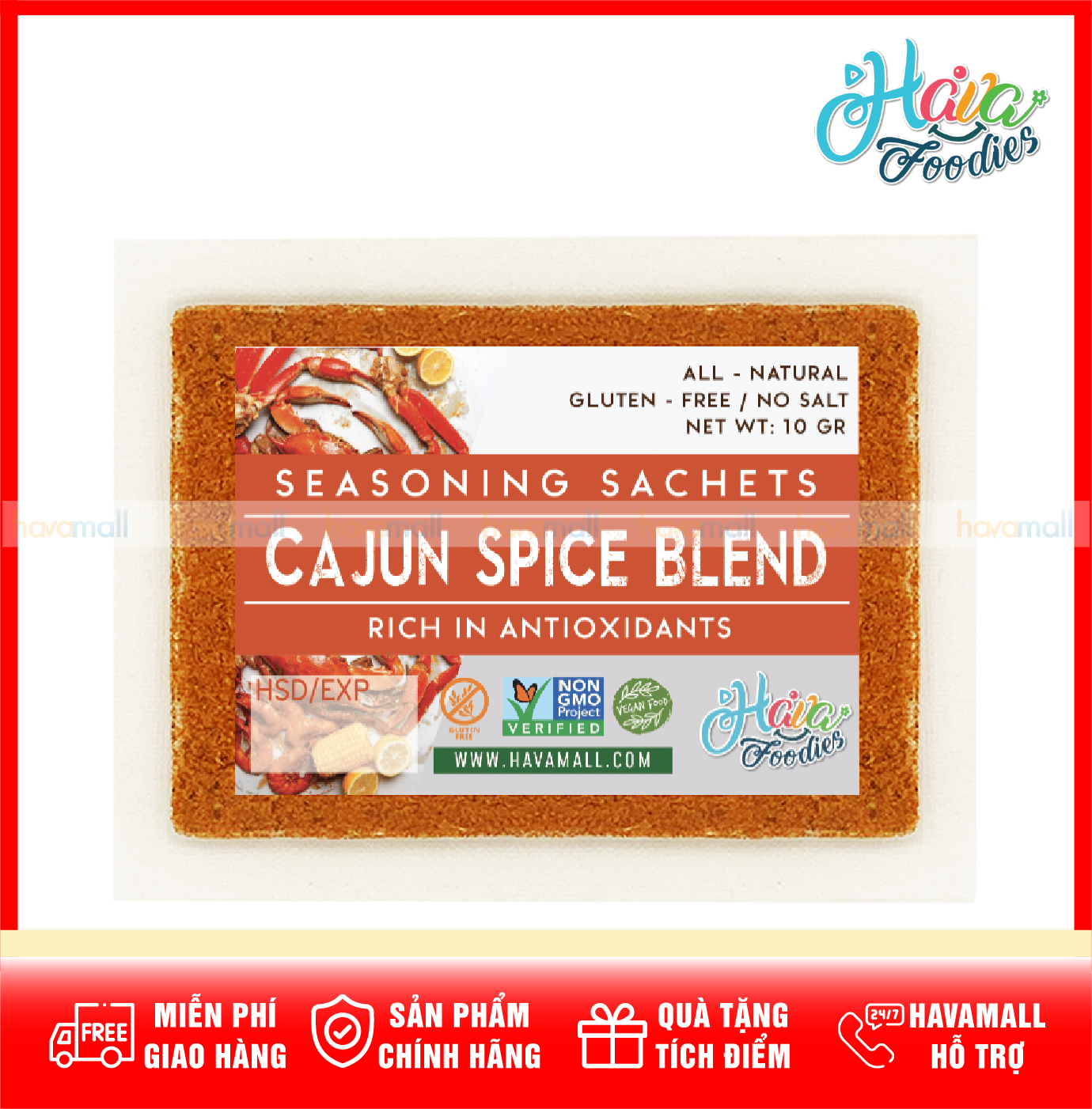 [HOÀN TIỀN MAX 10%][ HÀNG CÔNG TY NHẬP KHẨU ] Bột Gia Vị Cajun Gói 10gr - Cajun Spice Blend Powder