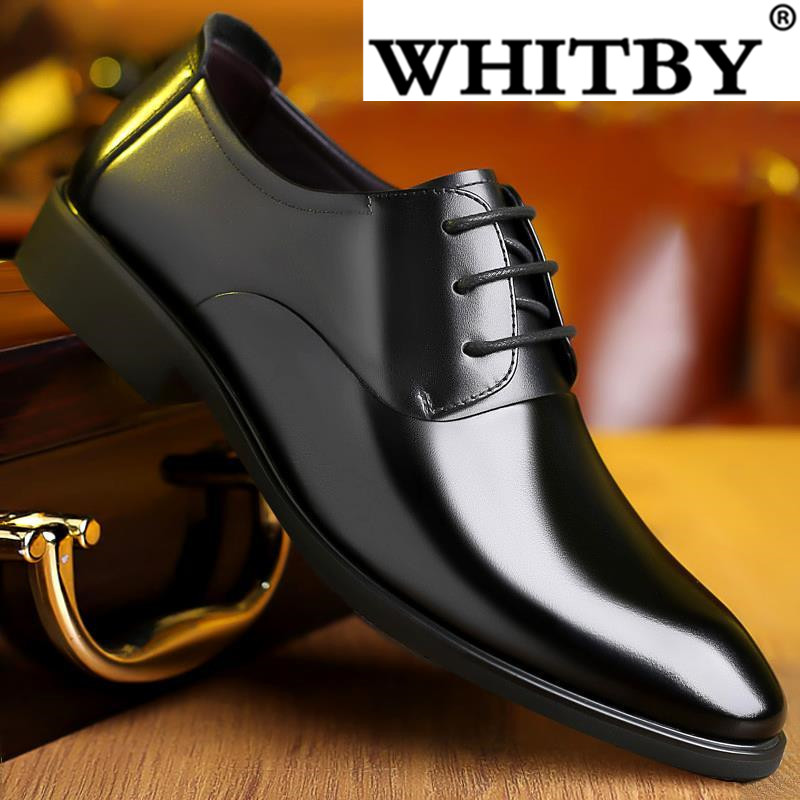 Brand WHITBY Thanh niên Anh giản dị kinh doanh chính thức giày da giày nam giày cưới giày làm việc không thấm nước thumbnail