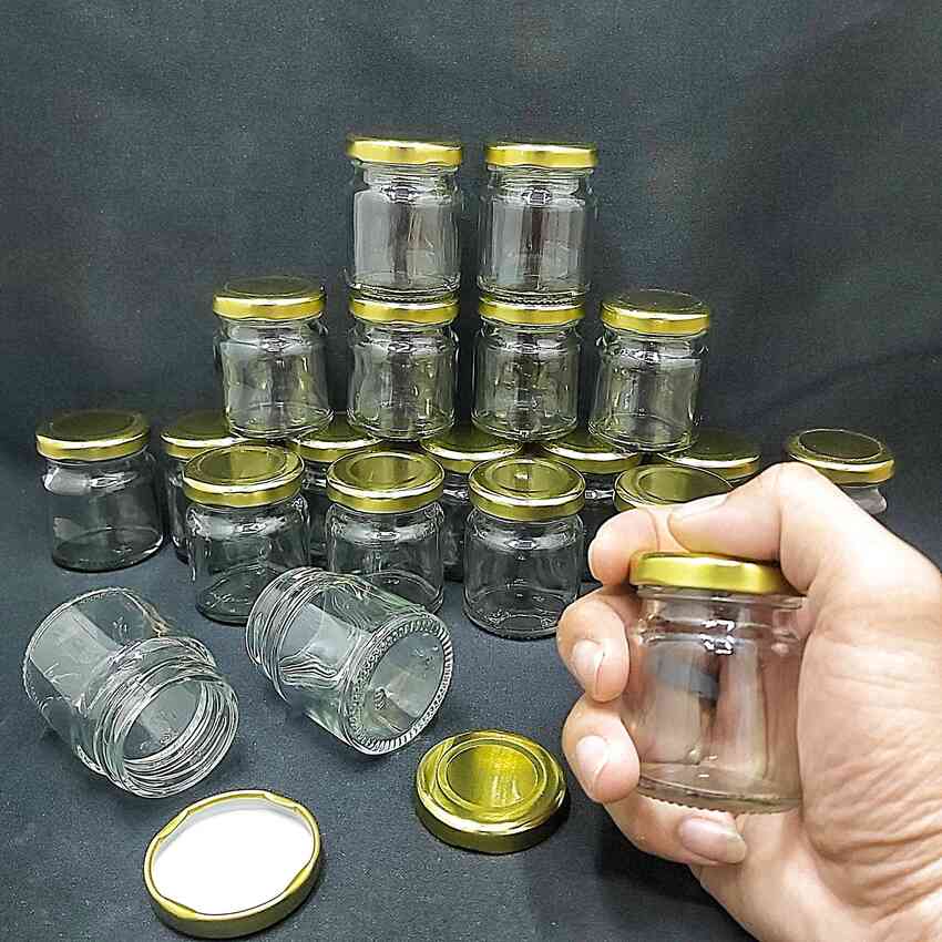 Tiny pot 50ml – Yellow Tin cap - combo 12 pots