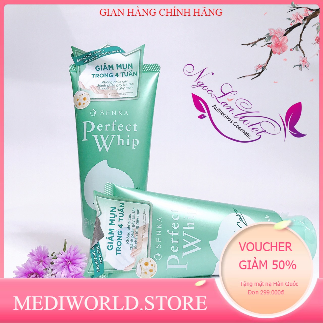 Sữa rửa mặt dành cho da mụn Senka Perfect Whip Acne Care 100g