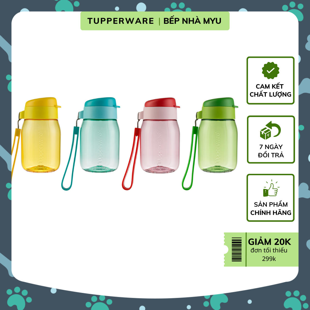 Bình Nước Tupperware Mini Lohas 350ml