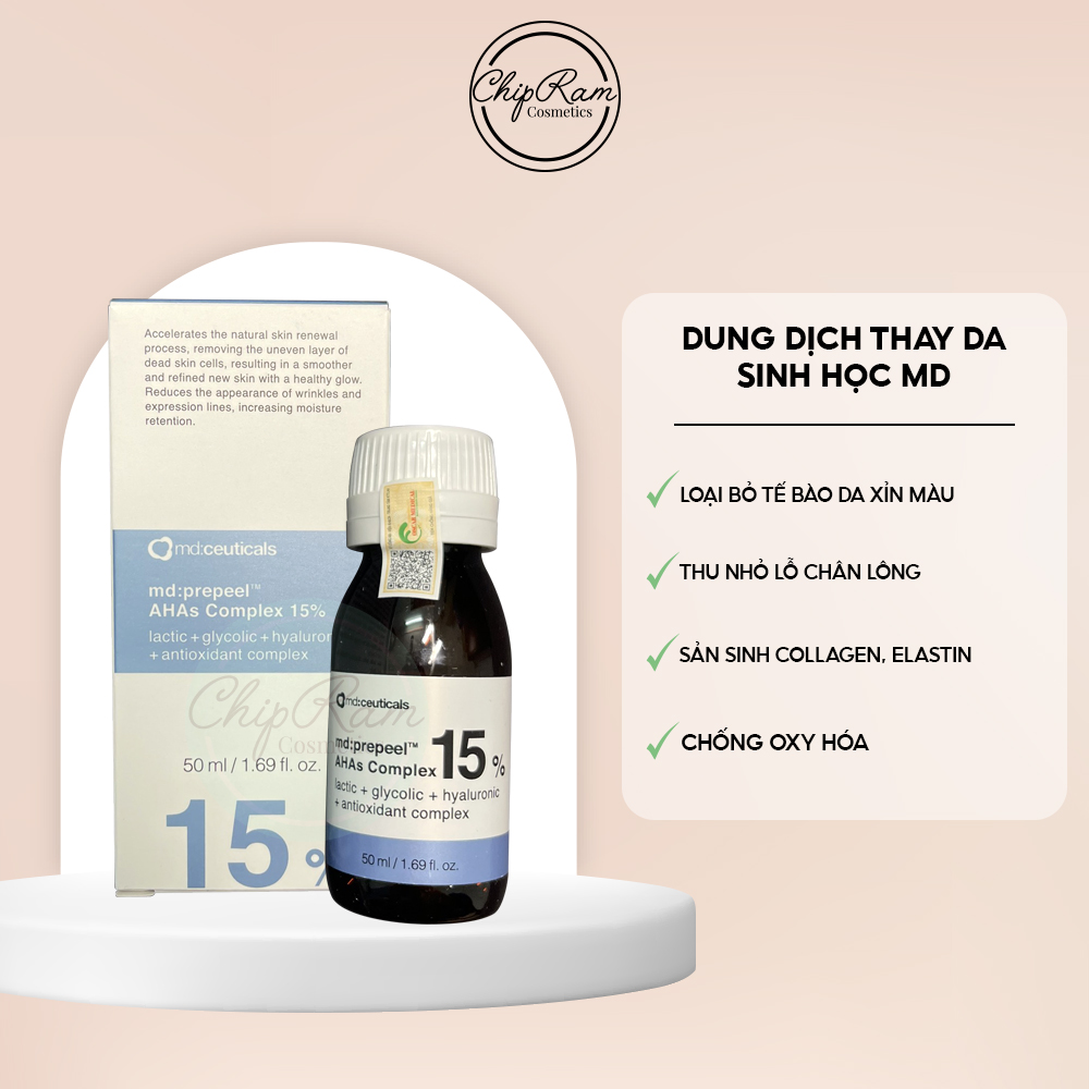 Dung dịch thay da sinh học MD:Ceuticals MD Prepeel AHAs Complex 15% trắng sáng da và căng bóng