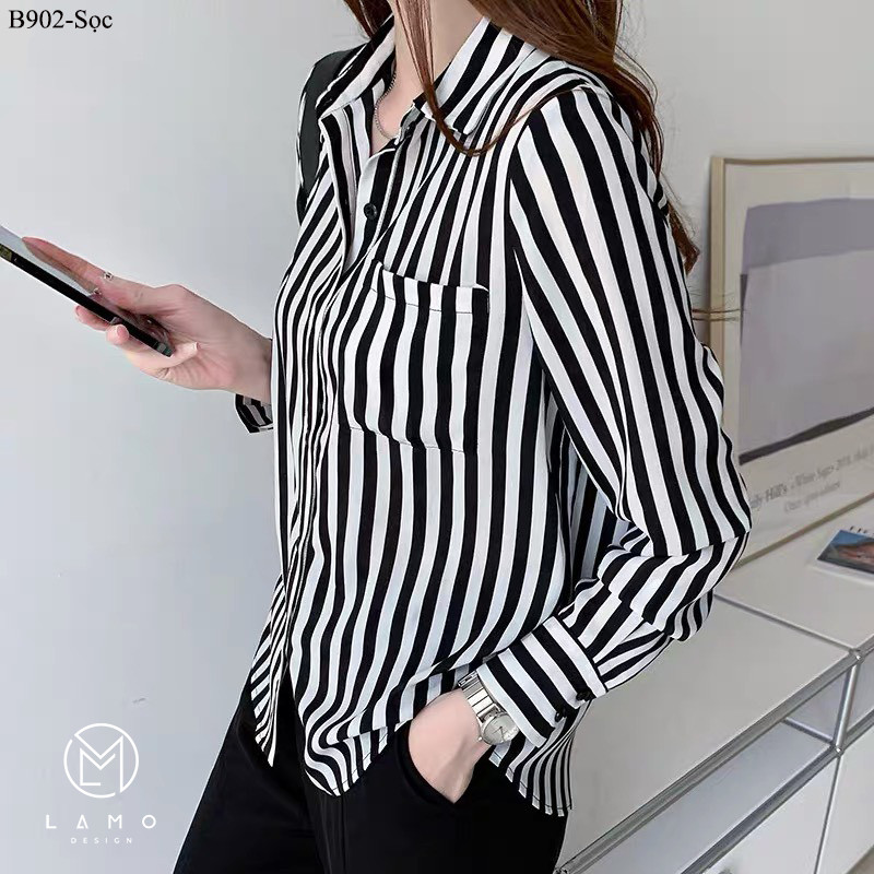 Áo sơ mi công sở nữ Lụa Mango cao cấp tay dài B902