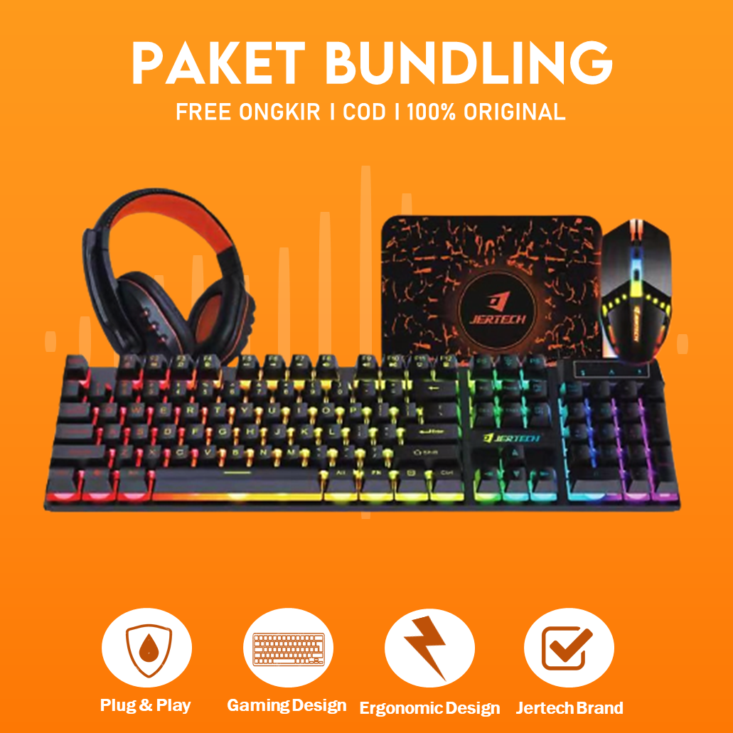 jertech 4in1 Gaming Keyboard And Mouse Headset Set With Mouse Pad CT4
