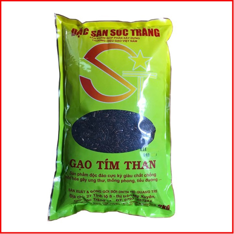 Combo 2 túi gạo lứt tím than sóc trăng 2kg/túi