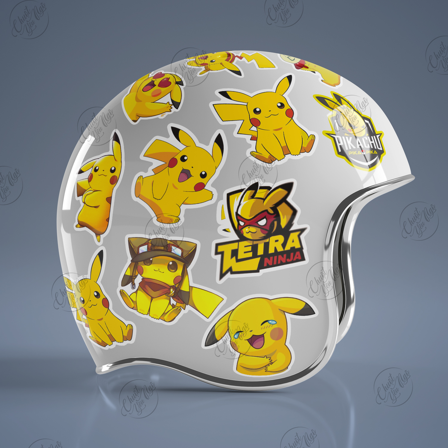 Bộ 100 sticker Pikachu Pokemon Bửu bối thần kỳ không trùng biểu cảm cực dễ thương dán xe đạp laptop điện thoại tủ lạnh vali...