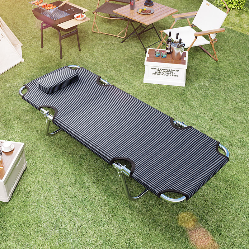 Outdoor folding bed, summer single camping, tri-fold marching bed, sitting, reclining, office folding lunch break bed