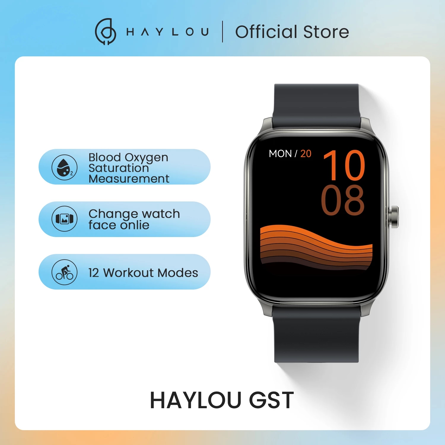 Haylou GST LS09B Smart Watch Bluetooth V5.1 with Blood Oxygen Monitoring Long Standby Heart Rate Monitor 12 Sport Modes thumbnail