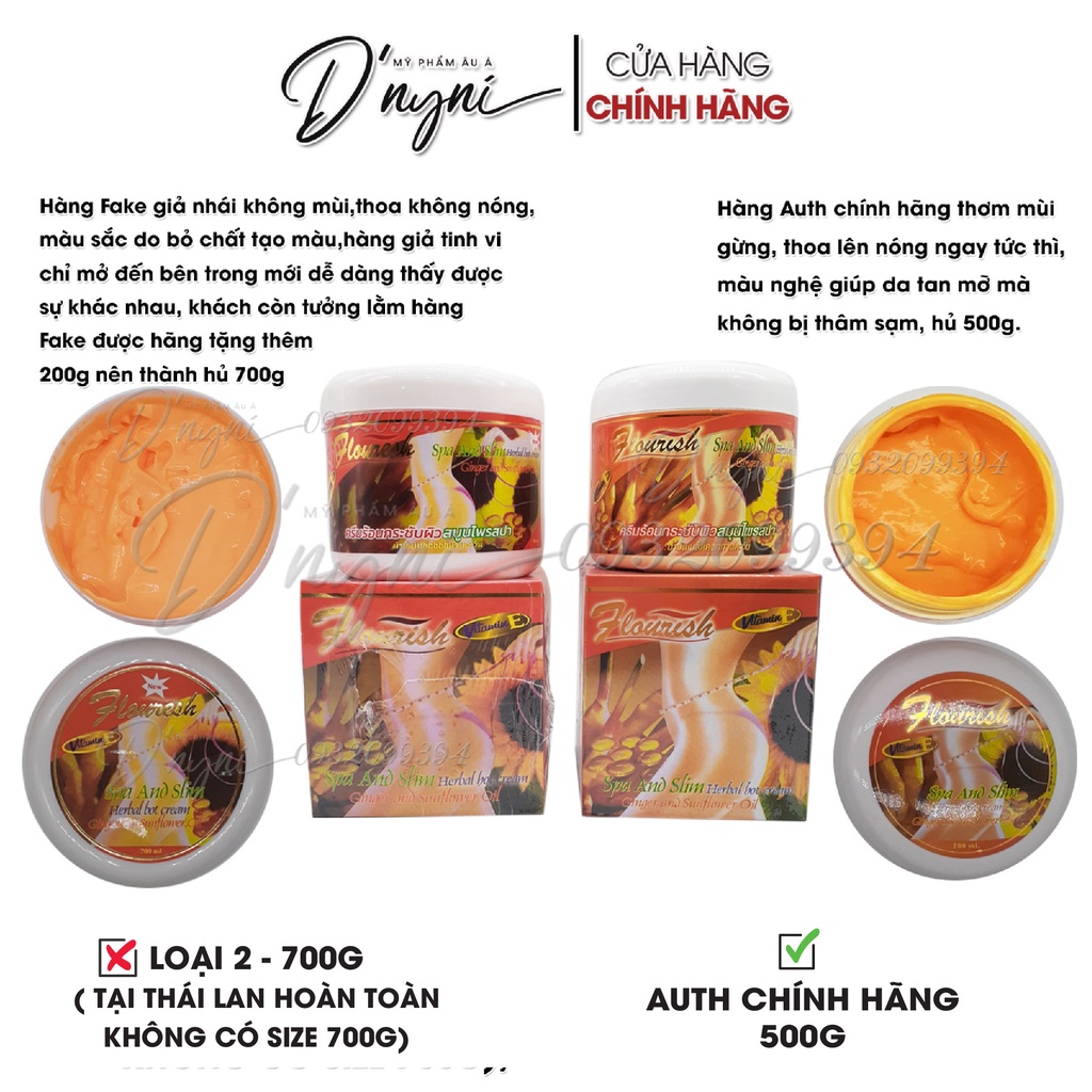 Kem tan mỡ bụng gừng ớt flourish thái lan 500ml