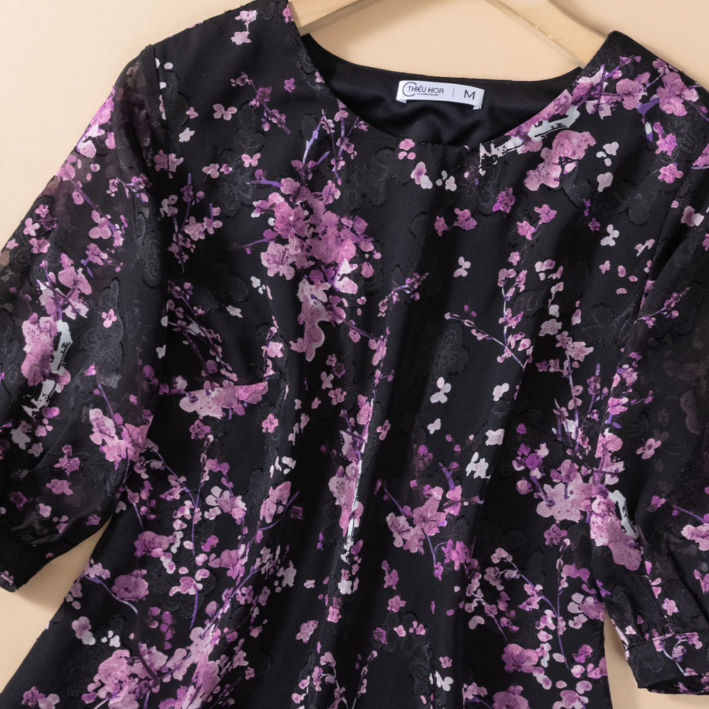 Áo kiểu trung niên, chất liệu voan mềm mại, cao cấp kiểu dáng nhẹ nhàng thương hiệu Thiều Hoa AN3Y1213