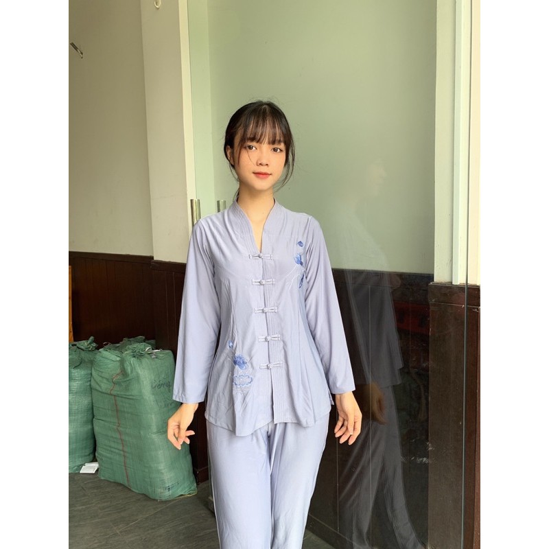 Đồ Lam Đi Chùa # Bà Lai Tim Vải Thun