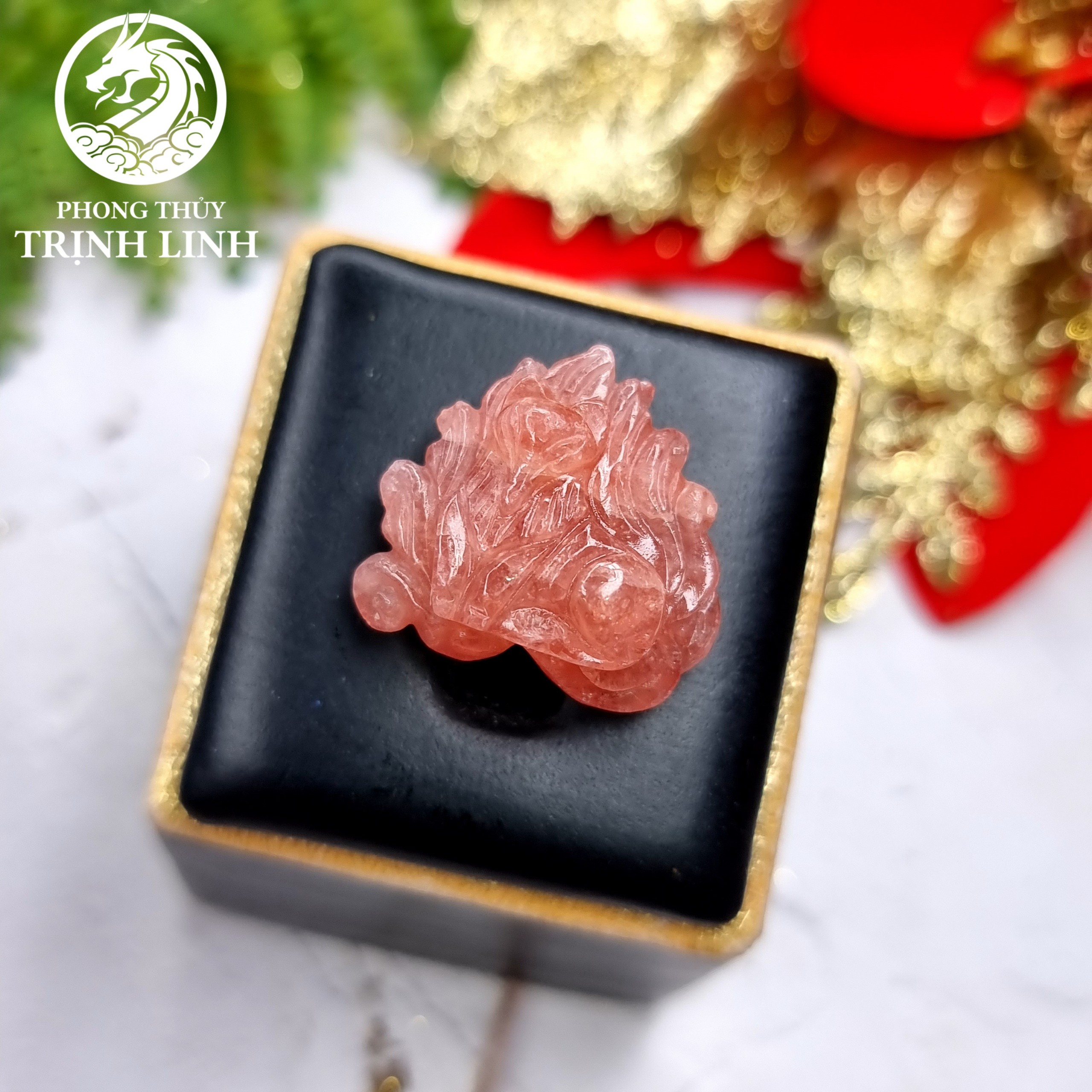 Mặt dây chuyền hồ ly tiên chúa đá đào hoa