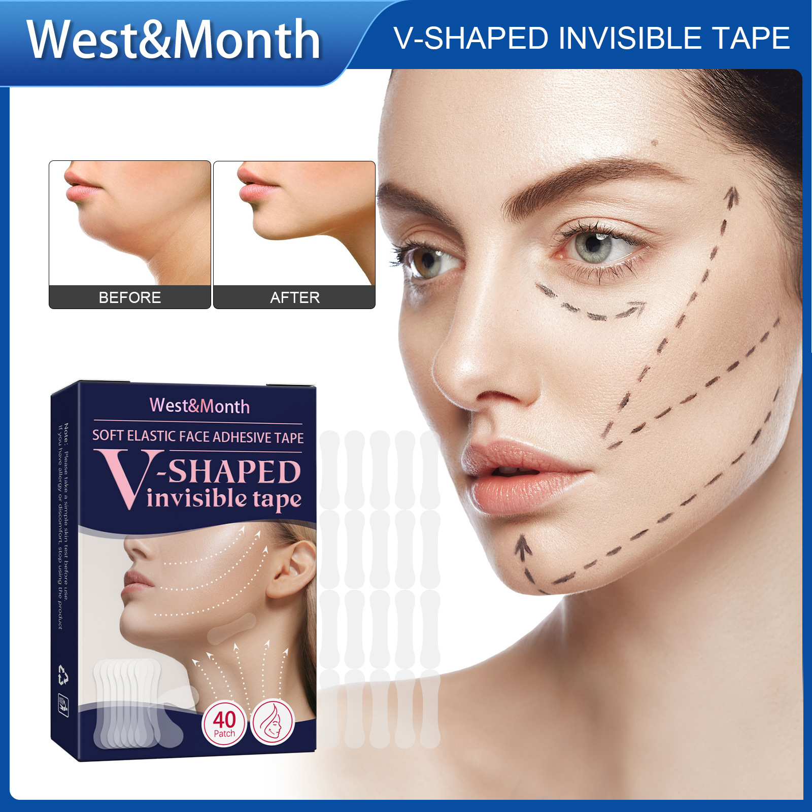West Month Vshaped Invisible Tape Face Contours Lift Up Facial Line