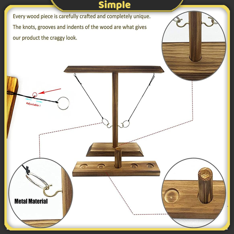 Ring Toss Board Game Shot Ladder Wooden Interactive Drinking Game