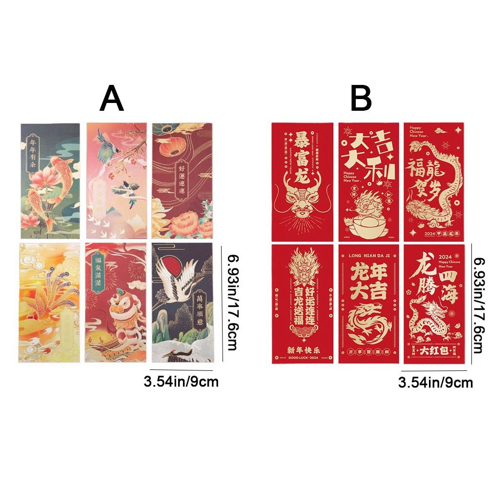 Get [2024 New Year] Dragon Red Packets Lucky Money Envelopes New Year  9*17.6cm 6Pcs Delivered